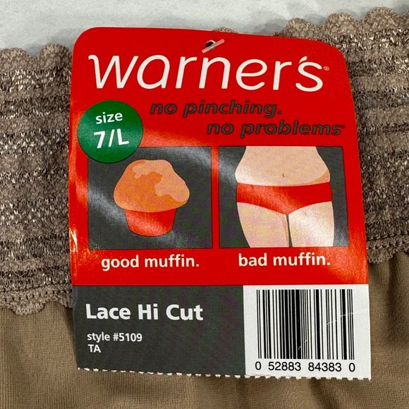 Warner's Women's Size 7 Large Panty Lace Hi Cut No Pinching Beige New With Tags - Picture 4 of 7